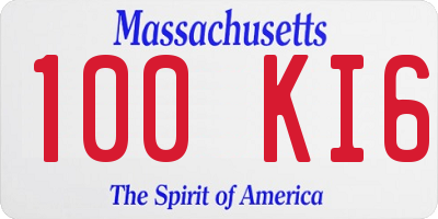 MA license plate 100KI6