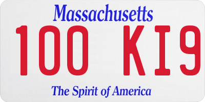 MA license plate 100KI9