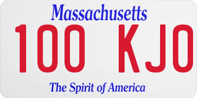 MA license plate 100KJ0