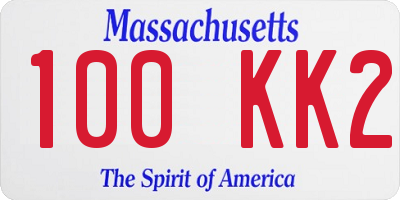 MA license plate 100KK2