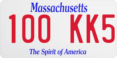 MA license plate 100KK5