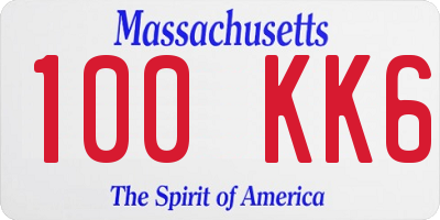 MA license plate 100KK6