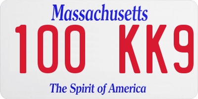 MA license plate 100KK9