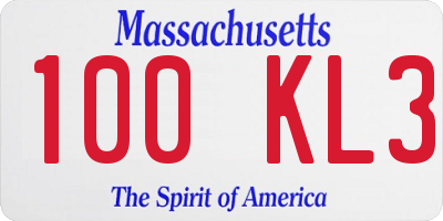 MA license plate 100KL3