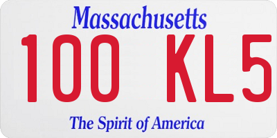 MA license plate 100KL5