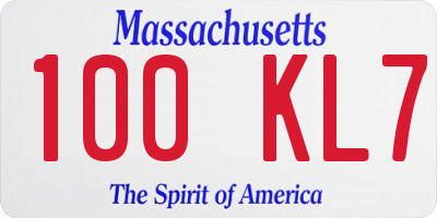 MA license plate 100KL7