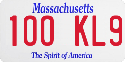 MA license plate 100KL9