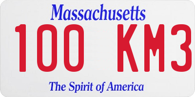 MA license plate 100KM3