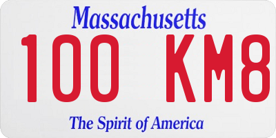 MA license plate 100KM8