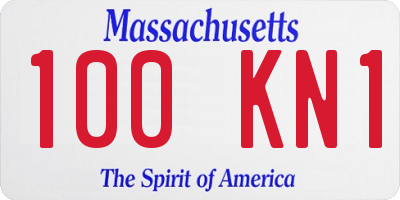 MA license plate 100KN1