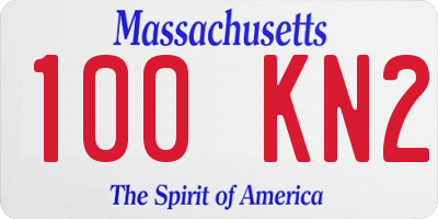 MA license plate 100KN2