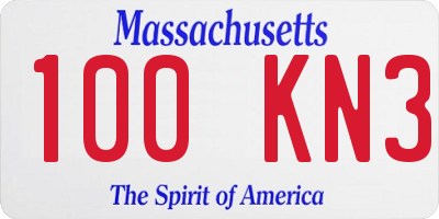 MA license plate 100KN3