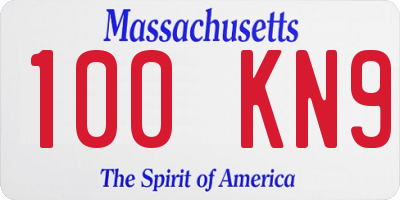 MA license plate 100KN9