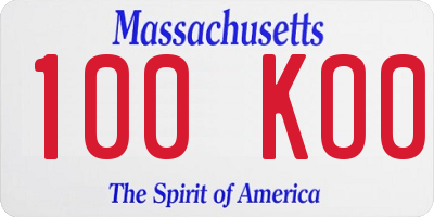 MA license plate 100KO0