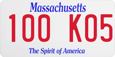 MA license plate 100KO5