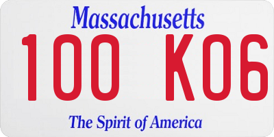 MA license plate 100KO6