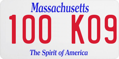 MA license plate 100KO9