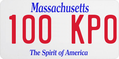 MA license plate 100KP0