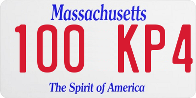 MA license plate 100KP4