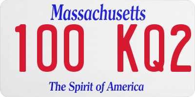 MA license plate 100KQ2