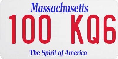 MA license plate 100KQ6