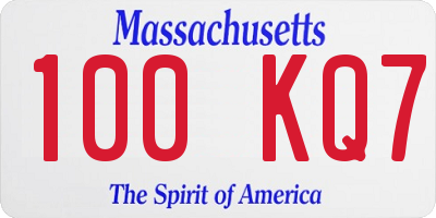 MA license plate 100KQ7