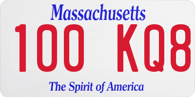 MA license plate 100KQ8