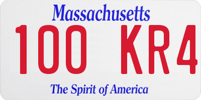 MA license plate 100KR4