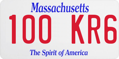 MA license plate 100KR6