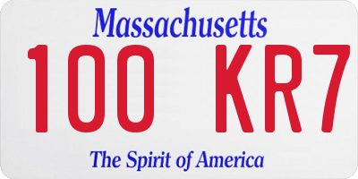 MA license plate 100KR7