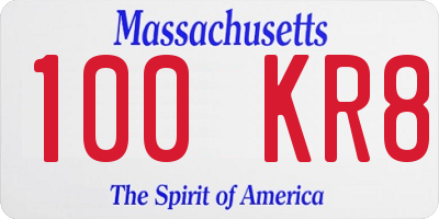 MA license plate 100KR8