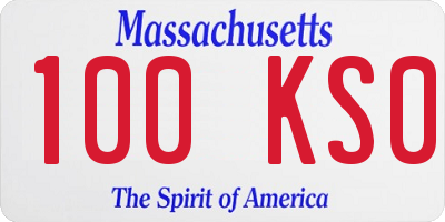 MA license plate 100KS0