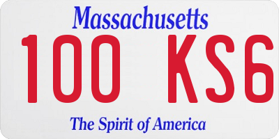 MA license plate 100KS6