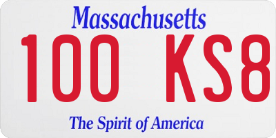MA license plate 100KS8