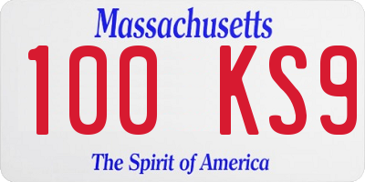 MA license plate 100KS9