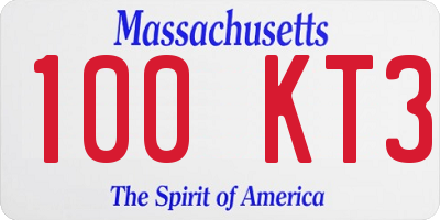 MA license plate 100KT3