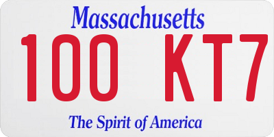 MA license plate 100KT7