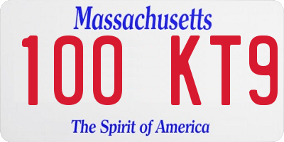 MA license plate 100KT9