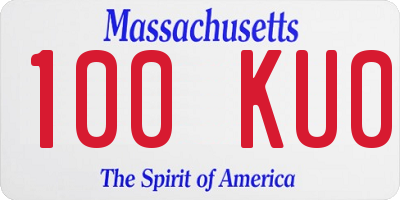 MA license plate 100KU0