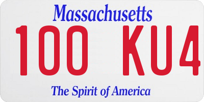 MA license plate 100KU4