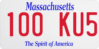 MA license plate 100KU5