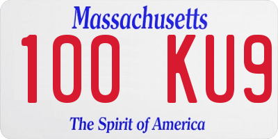 MA license plate 100KU9