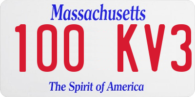 MA license plate 100KV3