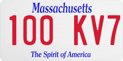 MA license plate 100KV7