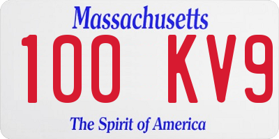 MA license plate 100KV9