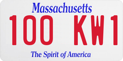 MA license plate 100KW1