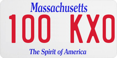 MA license plate 100KX0