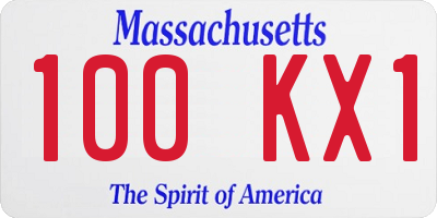 MA license plate 100KX1