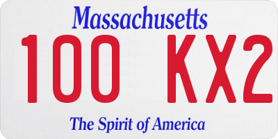 MA license plate 100KX2