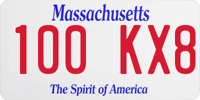 MA license plate 100KX8